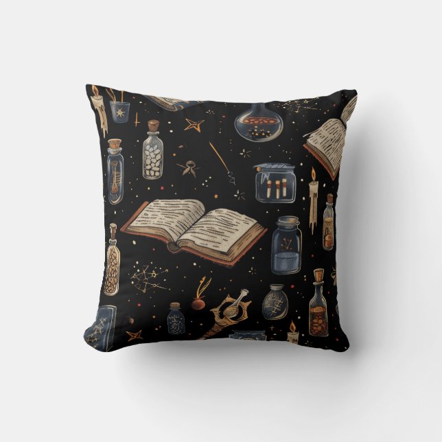 Cojín Decorativo Witchcraft Potion Pattern – Halloween Magic (Anverso)