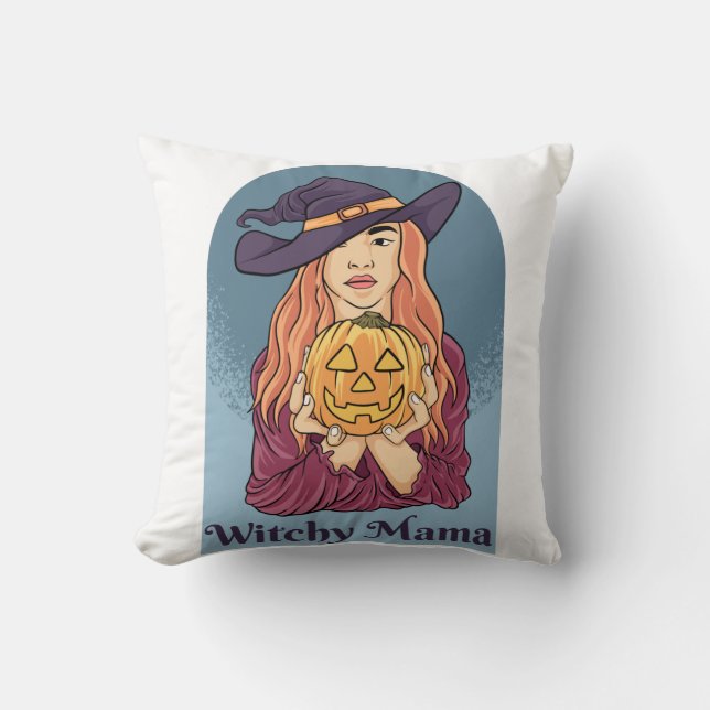 Cojín Decorativo Witchy Mama Ghost Funny Halloween Groovy (Anverso)