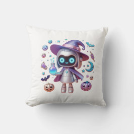 Cojín Decorativo Witchy Robot Halloween Kawaii Sci-Fi Decor Hogar