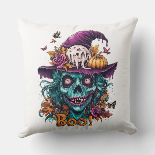 Cojín decorativo Witchy Skull Halloween (Reverso )