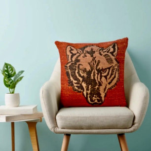Cojín Decorativo Wolf Head on Red