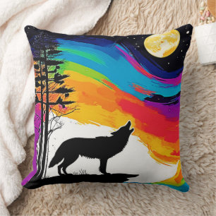 Cojín Decorativo Wolf Moon Howl Art