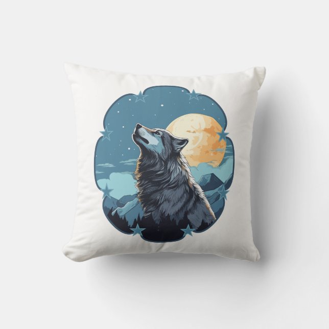 Cojín Decorativo Wolf Moon Stars (Anverso)