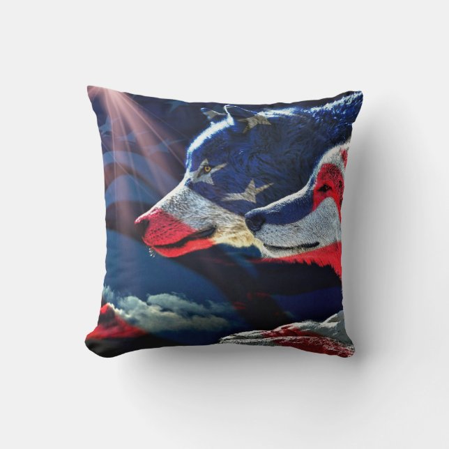 Cojín Decorativo Wolf Wolves Full Moon (Anverso)