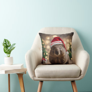 Cojín Decorativo "Wombat Wonderland: Una noche de Navidades acogedo