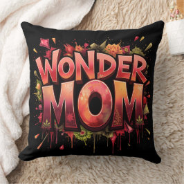 Cojín Decorativo Wonder Mom cita Flores en el Día de la Madre