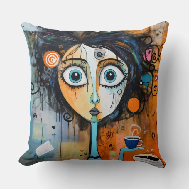 Cojín Decorativo Wonder Whimsical Chica Jeline Doodlewell (Anverso)