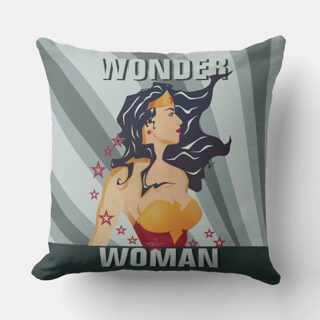 Cojín Decorativo Wonder Woman Retro Profile Sunburst (Anverso)