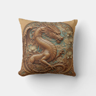 Cojín Decorativo Wood carving effect Throw Cushion dragon