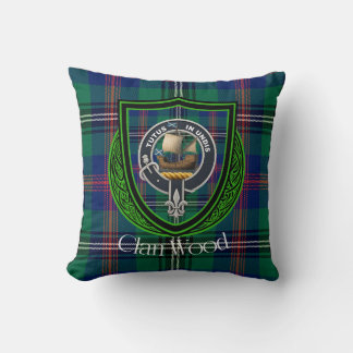 Cojín Decorativo Wood Scottish Clan Tartán y Escudo