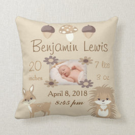 Cojín Decorativo Woodland Animales Nursery Photo Baby Keepsake