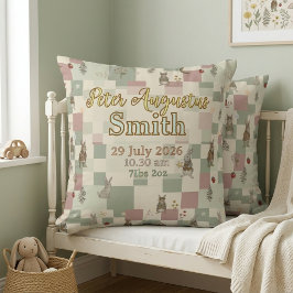 Cojín Decorativo Woodland Animals Birth Stats Keepsake | Patchwork 