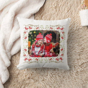 Cojín Decorativo Woodland Antler y la familia Winter Berry Photo