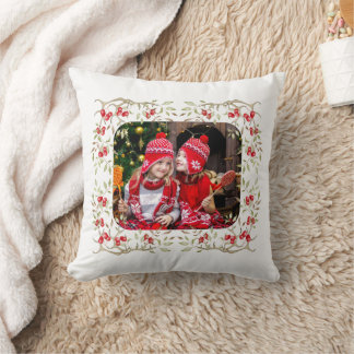 Cojín Decorativo Woodland Antler y la familia Winter Berry Photo