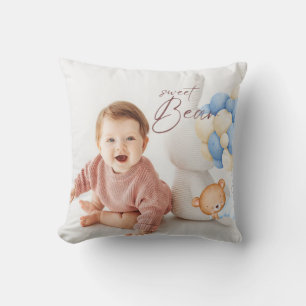 Cojín Decorativo Woodland Bear Boy 1.ᵉʳ Fiesta de cumpleaños