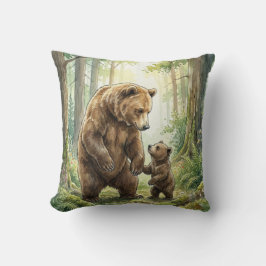 Cojín Decorativo Woodland Bear Mama & Baby Kids Throw Pillow