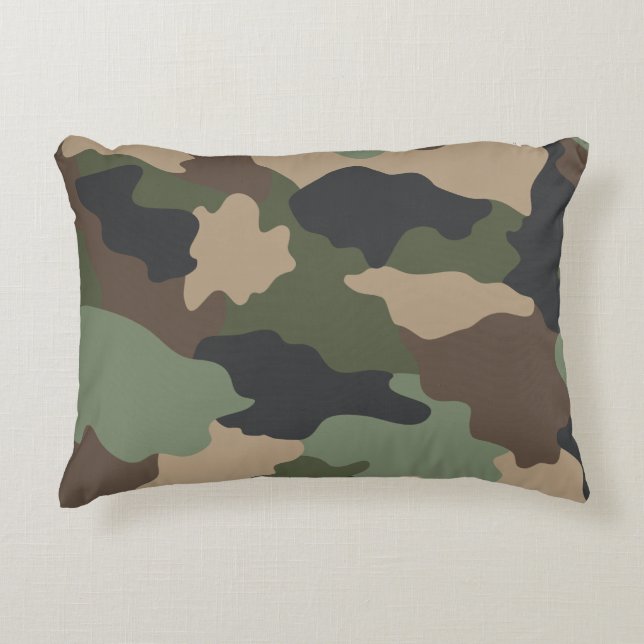Cojín Decorativo Woodland Camo Khaki Green Tan Black (Anverso)