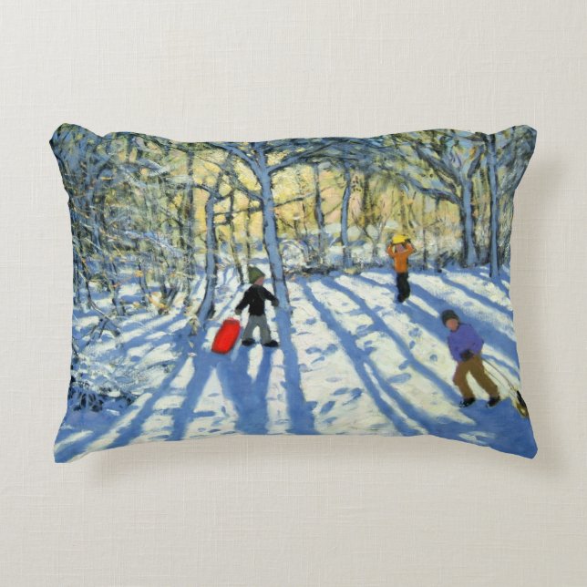 Cojín Decorativo Woodland en invierno cerca de Ashbourne Derbyshire (Anverso)