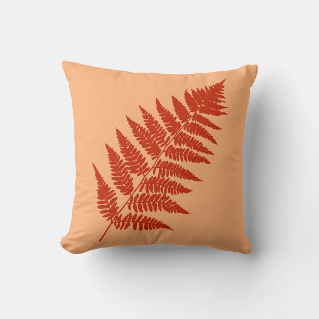 Cojín Decorativo Woodland Fern 1, Naranja mandarín (Anverso)