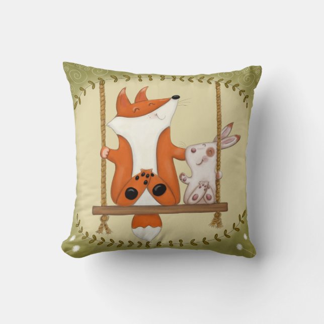 Cojín Decorativo Woodland Fox y Bunny Swing (Anverso)