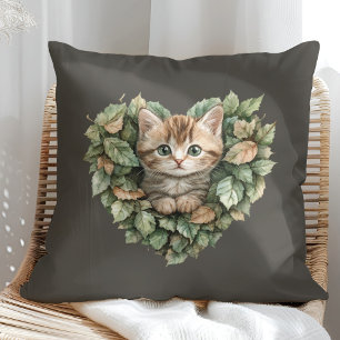 Cojín Decorativo Woodland Heart Kitty - Caída acogedora