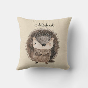 Cojín Decorativo Woodland Hedgehog Faux Linen Personalizado
