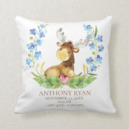 Cojín Decorativo Woodland Moose Baby Stats Pillow