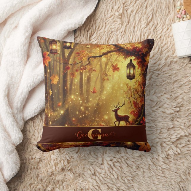 Cojín Decorativo Woodland otoñal de oro caprichoso (Manta)