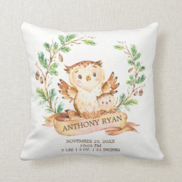 Cojín Decorativo Woodland OWL Baby Stats Pillow
