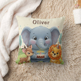Cojín Decorativo Woodland Storybook Animals Personalized Birthday