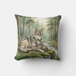 Cojín Decorativo Woodland Wolf Family Kids