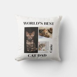 Cojín Decorativo World's Best Cat Dad Custom Name Gift