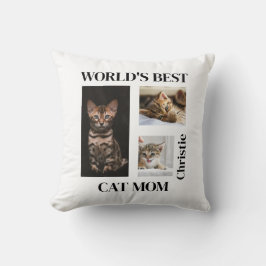 Cojín Decorativo World's Best Cat Mom Custom Name Gift