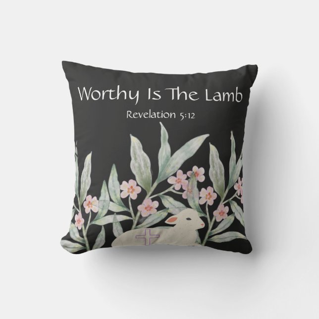 Cojín Decorativo Worthy Is The Lamb Square Throw Pillow (Anverso)