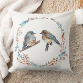 Cojín Decorativo Wreath floral de Bluebirds oriental