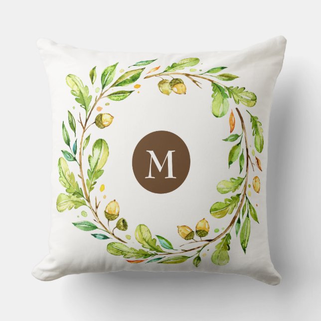 Cojín Decorativo Wreath floral monogramada (Anverso)