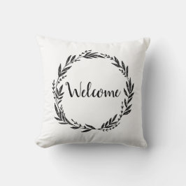 Cojín decorativo Wreath Gray de bienvenida