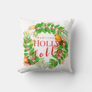 Cojín Decorativo Wreath Holly Jolly White