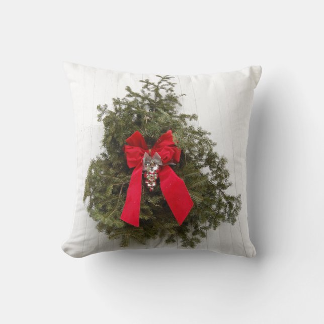 Cojín Decorativo Wreath y Red Bow navidades (Anverso)