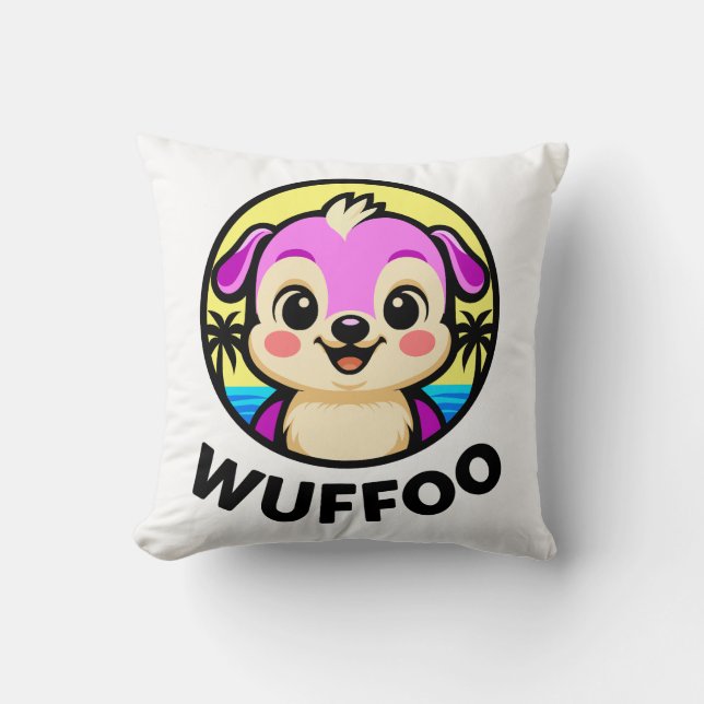 Cojín Decorativo Wuffoo Adventures Cute Kawaii Puppy animation logo (Anverso)