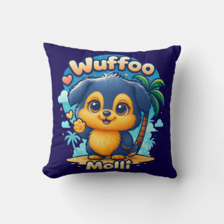 Cojín Decorativo Wuffoo Molli Cachorrita Linda Kawaii Isla Tropical