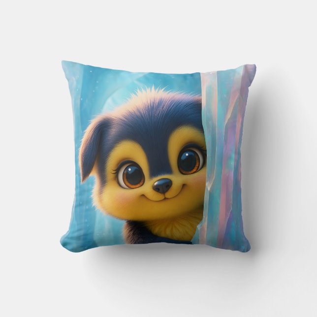 Cojín Decorativo Wuffoo Molli Cute Kawaii Puppy Ice cave (Anverso)