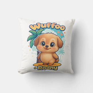 Cojín Decorativo Wuffoo Roony Cachorro Kawaii Tropical Isla