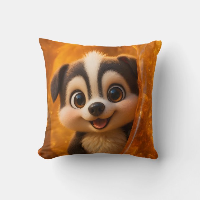 Cojín Decorativo Wuffoo Surffie Cute Kawaii Puppy Amber (Anverso)