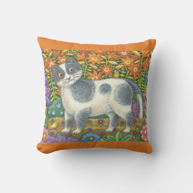 Cojín decorativo Wuzzy Kitten FOLK ART CAT (Anverso)