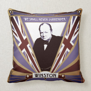 Cojín Decorativo WW2 Winston Churchill estilo Art Deco Unión Jack