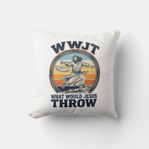 Cojín Decorativo WWJT Qué Tiraría Jesús Camiseta de Disco Vintage_1