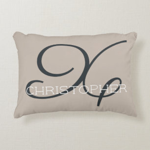 Cojín Decorativo X Caligrafía inicial Nombre Taupe Tan Moda neutra