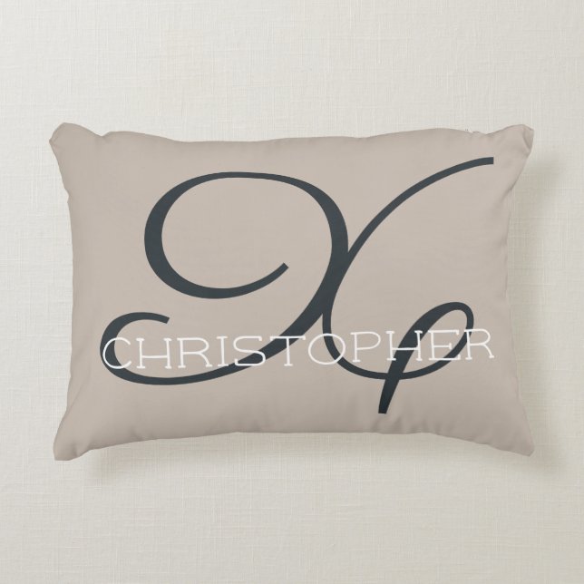 Cojín Decorativo X Caligrafía inicial Nombre Taupe Tan Moda neutra (Anverso)