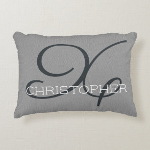 Cojín Decorativo X Nombre Personalizado Inicial Negro Blanco Gris